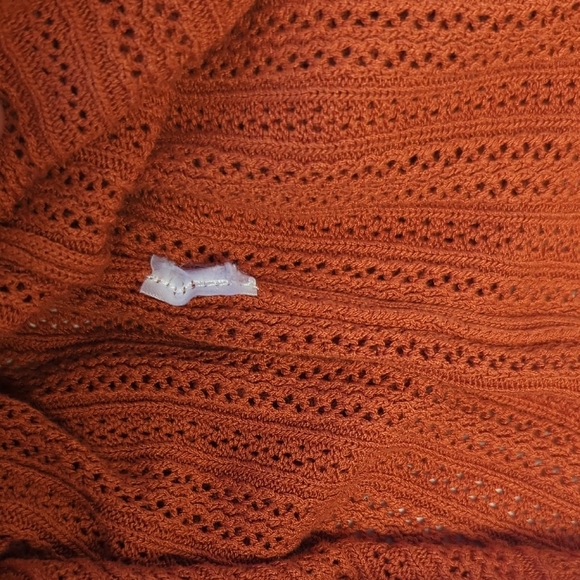 00961 Zara Crochet Knit Sweater Top Orange Size Medium bohemian preppy retro - Picture 7 of 7